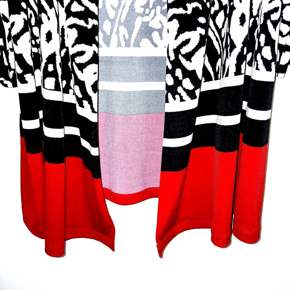 Chico's Women Cardigan 3 XL Black Red Color Block Career Work Office Corporate - Picture 5 of 7